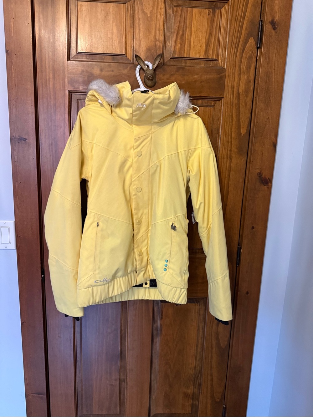 Girls' Yellow Winter coat with Faux Fur Hood